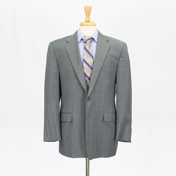 Hickey Freeman 42R Gray Check 2-Button Sport Coat Blazer Jacket V636
